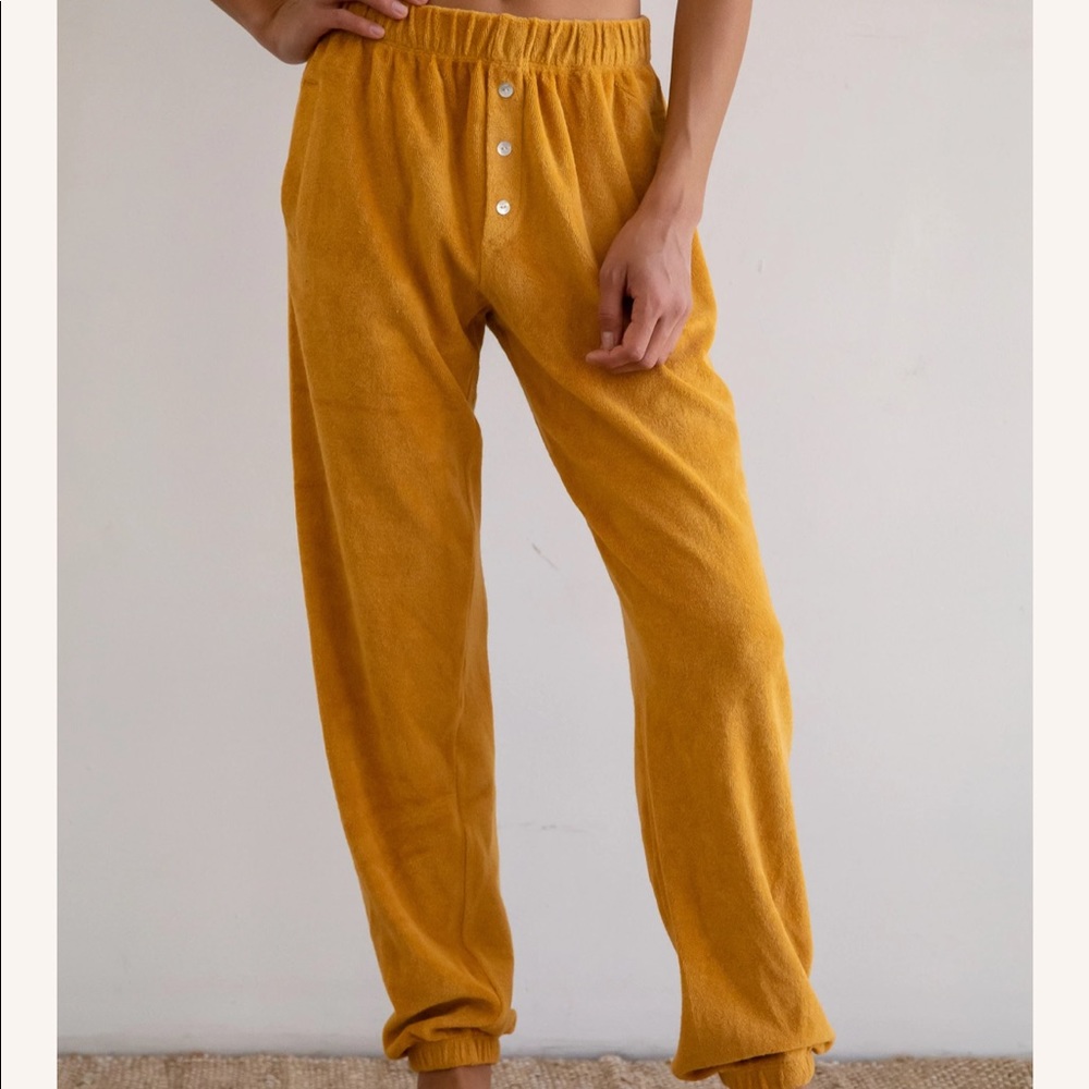 Donni Terry Henley Sweatpants in Solid Beige